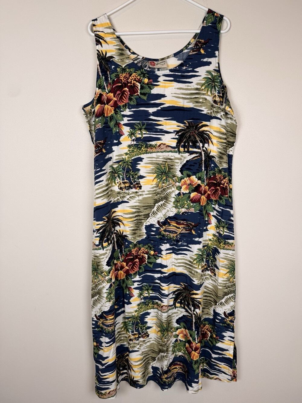 Hawaiian Original Dress Kilo Hattie Sleeveless Tank Short knee Length Sz XL